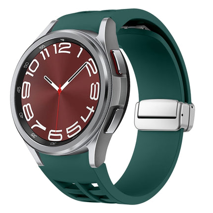 Richard Magnetic Folding Silver Buckle Silicone Watch Band, For Sansung Galaxy Watch 5 Pro 45mm, For Samsung Galaxy Watch 7 40 / 44mm, For Samsung Galaxy Watch 6 Classic 43 / 47mm - DealBuddy