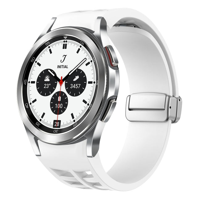 Richard Magnetic Folding Silver Buckle Silicone Watch Band, For Samsung Galaxy Watch 4 Classic 42 / 46mm - DealBuddy