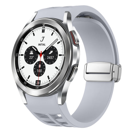 Richard Magnetic Folding Silver Buckle Silicone Watch Band, For Samsung Galaxy Watch 4 Classic 42 / 46mm - DealBuddy