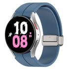 Magnetic Folding Silver Buckle Silicone Watch Band, For Samsung Galaxy Watch FE 40mm, For Samsung Galaxy Watch7 40 / 44mm - DealBuddy