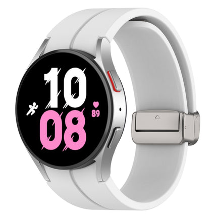 Magnetic Folding Silver Buckle Silicone Watch Band, For Samsung Galaxy Watch FE 40mm, For Samsung Galaxy Watch7 40 / 44mm - DealBuddy