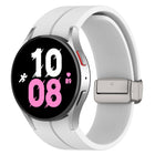 Magnetic Folding Silver Buckle Silicone Watch Band, For Samsung Galaxy Watch FE 40mm, For Samsung Galaxy Watch7 40 / 44mm - DealBuddy