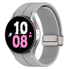Magnetic Folding Silver Buckle Silicone Watch Band, For Samsung Galaxy Watch FE 40mm, For Samsung Galaxy Watch7 40 / 44mm - DealBuddy