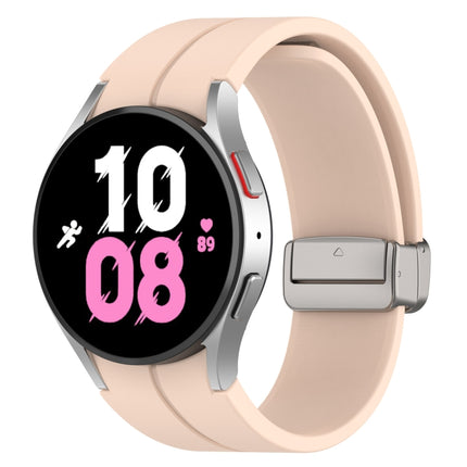 Magnetic Folding Silver Buckle Silicone Watch Band, For Samsung Galaxy Watch FE 40mm, For Samsung Galaxy Watch7 40 / 44mm - DealBuddy