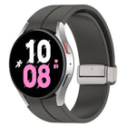 Magnetic Folding Silver Buckle Silicone Watch Band, For Samsung Galaxy Watch FE 40mm, For Samsung Galaxy Watch7 40 / 44mm - DealBuddy