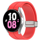 Magnetic Folding Silver Buckle Silicone Watch Band