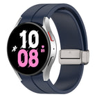 Magnetic Folding Silver Buckle Silicone Watch Band, For Samsung Galaxy Watch FE 40mm, For Samsung Galaxy Watch7 40 / 44mm - DealBuddy