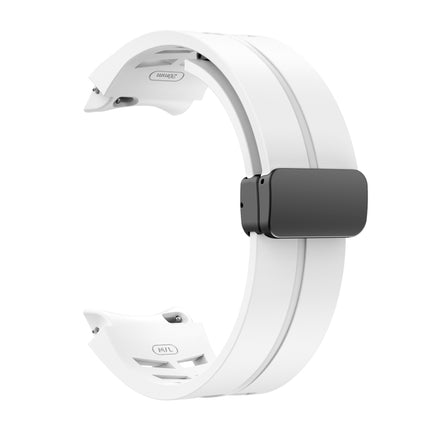 Richard Magnetic Folding Black Buckle Silicone Watch Band, Fof Samsung Galaxy Watch FE 40mm, For Samsung Galaxy Watch 7 40 / 44mm, For Samsung Galaxy Watch 6 class 43 / 47mmic