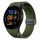 Richard Magnetic Folding Black Buckle Silicone Watch Band, Fof Samsung Galaxy Watch FE 40mm, For Samsung Galaxy Watch 7 40 / 44mm, For Samsung Galaxy Watch 6 class 43 / 47mmic