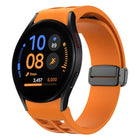 Richard Magnetic Folding Black Buckle Silicone Watch Band, Fof Samsung Galaxy Watch FE 40mm, For Samsung Galaxy Watch 7 40 / 44mm, For Samsung Galaxy Watch 6 class 43 / 47mmic