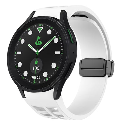 Richard Magnetic Folding Black Buckle Silicone Watch Band, For Samsung Galaxy Watch 6 40 / 44mm, For Sansung Galaxy Watch 5 Pro Golf Edition, For Samsung Galaxy Watch 5 Golf Edition