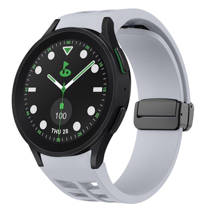 Richard Magnetic Folding Black Buckle Silicone Watch Band, For Samsung Galaxy Watch 6 40 / 44mm, For Sansung Galaxy Watch 5 Pro Golf Edition, For Samsung Galaxy Watch 5 Golf Edition