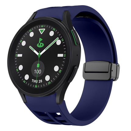 Richard Magnetic Folding Black Buckle Silicone Watch Band, For Samsung Galaxy Watch 6 40 / 44mm, For Sansung Galaxy Watch 5 Pro Golf Edition, For Samsung Galaxy Watch 5 Golf Edition