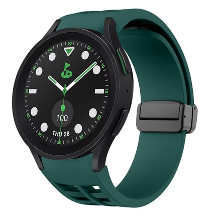Richard Magnetic Folding Black Buckle Silicone Watch Band, For Samsung Galaxy Watch 6 40 / 44mm, For Sansung Galaxy Watch 5 Pro Golf Edition, For Samsung Galaxy Watch 5 Golf Edition
