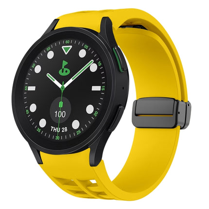 Richard Magnetic Folding Black Buckle Silicone Watch Band, For Samsung Galaxy Watch 6 40 / 44mm, For Sansung Galaxy Watch 5 Pro Golf Edition, For Samsung Galaxy Watch 5 Golf Edition