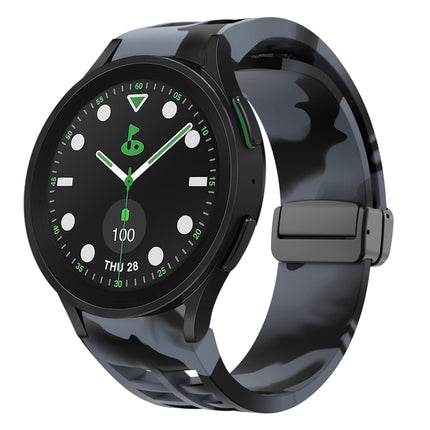 Richard Magnetic Folding Black Buckle Silicone Watch Band, For Samsung Galaxy Watch 6 40 / 44mm, For Sansung Galaxy Watch 5 Pro Golf Edition, For Samsung Galaxy Watch 5 Golf Edition