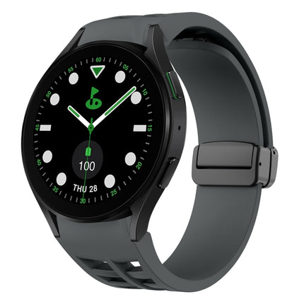 Richard Magnetic Folding Black Buckle Silicone Watch Band, For Samsung Galaxy Watch 6 40 / 44mm, For Sansung Galaxy Watch 5 Pro Golf Edition, For Samsung Galaxy Watch 5 Golf Edition
