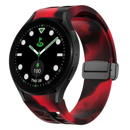 Richard Magnetic Folding Black Buckle Silicone Watch Band, For Samsung Galaxy Watch 6 40 / 44mm, For Sansung Galaxy Watch 5 Pro Golf Edition, For Samsung Galaxy Watch 5 Golf Edition