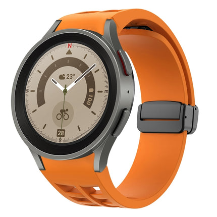Richard Magnetic Folding Black Buckle Silicone Watch Band, For Samsung Galaxy Watch 5 40 / 44mm, For Sansung Galaxy Watch 5 Pro 45mm, Fou Samsung Galaxy Watch 4 40 / 44mm
