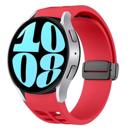 Richard Magnetic Folding Black Buckle Silicone Watch Band, For Samsung Galaxy Watch 6 40 / 44mm, For Sansung Galaxy Watch 5 Pro Golf Edition, For Samsung Galaxy Watch 5 Golf Edition