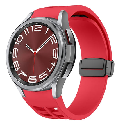 Richard Magnetic Folding Black Buckle Silicone Watch Band, Fof Samsung Galaxy Watch FE 40mm, For Samsung Galaxy Watch 7 40 / 44mm, For Samsung Galaxy Watch 6 class 43 / 47mmic