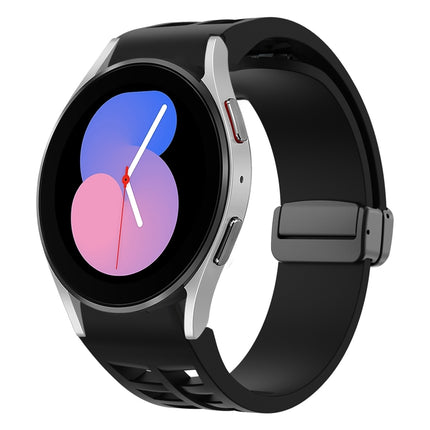 Richard Magnetic Folding Black Buckle Silicone Watch Band, For Samsung Galaxy Watch 5 40 / 44mm, For Sansung Galaxy Watch 5 Pro 45mm, Fou Samsung Galaxy Watch 4 40 / 44mm