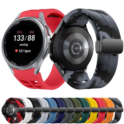 Richard Magnetic Folding Black Buckle Silicone Watch Band, For Samsung Galaxy Watch 6 40 / 44mm, For Sansung Galaxy Watch 5 Pro Golf Edition, For Samsung Galaxy Watch 5 Golf Edition