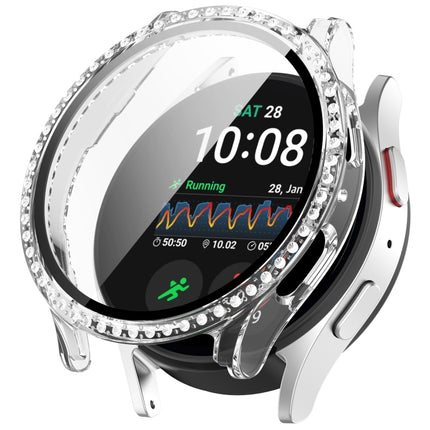 Single Row Diamond PC + Tempered Film Integrated Watch Protective Case, For Samsung Galaxy Watch 7 44mm, For Samsung Galaxy Watch 7 40mm - DealBuddy