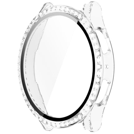 Single Row Diamond PC + Tempered Film Integrated Watch Protective Case, For Samsung Galaxy Watch 7 44mm, For Samsung Galaxy Watch 7 40mm - DealBuddy