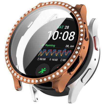 Single Row Diamond PC + Tempered Film Integrated Watch Protective Case, For Samsung Galaxy Watch 7 44mm, For Samsung Galaxy Watch 7 40mm - DealBuddy