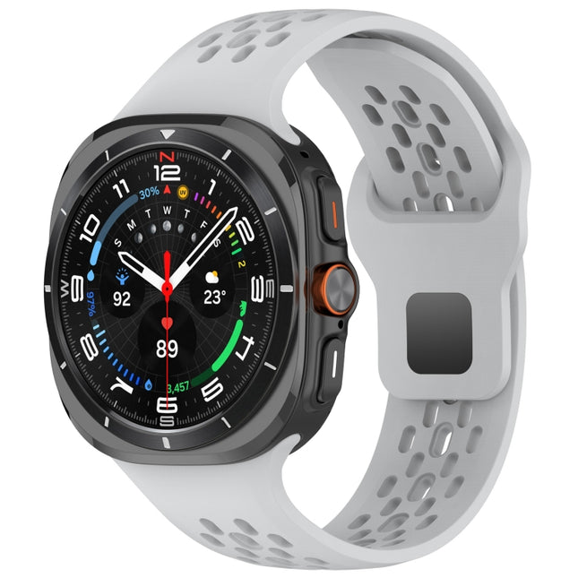 For Samsung Galaxy Watch Ultra 47mm Holes Style Square Buckle Solid Color Silicone Watch Band