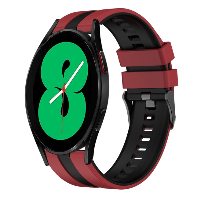 20mm Two Color Sports Silicone Watch Band, For Samsung Galaxy Watch 4 44mm, For Samsung Galaxy Watch 4 40mm, For Samsung  Galaxy Watch 4 Classic 46mm