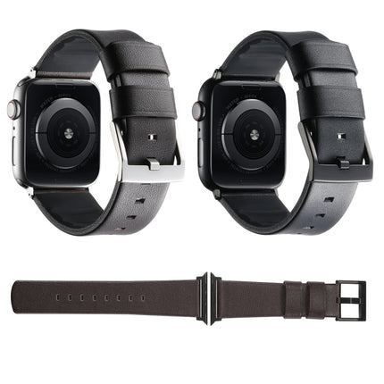 Genuine Leather Hybrid Silicone Watch Band, For Apple Watch Series 10 46mm, For Apple Watch Series 10 42mm, For Apple Watch SE 2023 44mm, For Apple Watch SE 2023 40mm, For Apple Watch Ultra 2 49mm, For Apple Watch Series 9 45mm                         ...