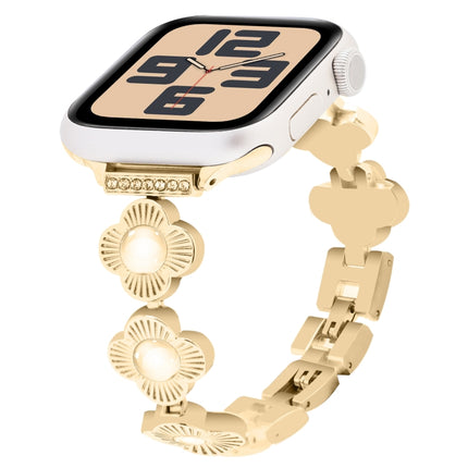 Four Leaf Clover Quick-Release Metal Chain Watch Band, For Apple Watch SE 2023 44mm, For Apple Watch SE 2023 40mm, For Apple Watch Ultra 2 49mm, For Apple Watch Series 9 45mm, For Apple Watch Series 9 41mm, For Apple Watch Ultra 49mm                   ...