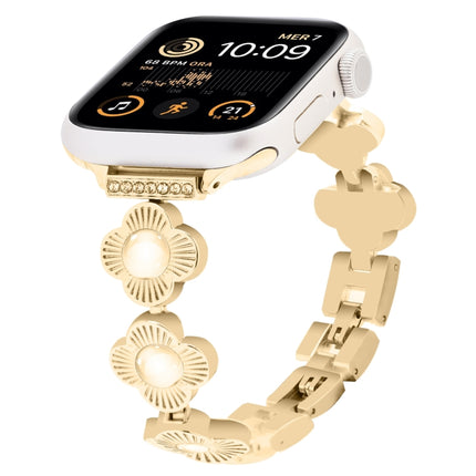 Four Leaf Clover Quick-Release Metal Chain Watch Band, For Apple Watch SE 2022 44mm, For Apple Watch Series 7 41mm, For Apple Watch Series 7 45mm, For Apple Watch Series 6 40mm, For Apple Watch Series 6 44mm, For Apple Watch Series 5 44mm              ...