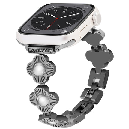 Four Leaf Clover Quick-Release Metal Chain Watch Band, For Apple Watch SE 2023 44mm, For Apple Watch SE 2023 40mm, For Apple Watch Ultra 2 49mm, For Apple Watch Series 9 45mm, For Apple Watch Series 9 41mm, For Apple Watch Ultra 49mm                   ...