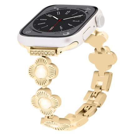 Four Leaf Clover Quick-Release Metal Chain Watch Band, For Apple Watch SE 2023 44mm, For Apple Watch SE 2023 40mm, For Apple Watch Ultra 2 49mm, For Apple Watch Series 9 45mm, For Apple Watch Series 9 41mm, For Apple Watch Ultra 49mm                   ...