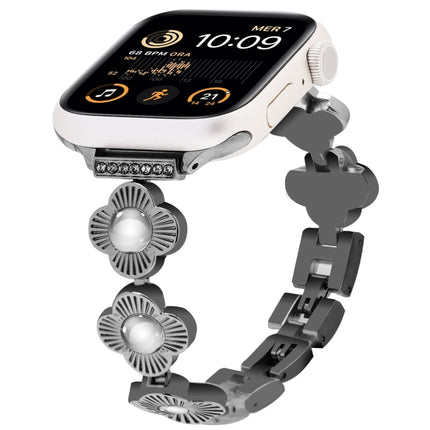 Four Leaf Clover Quick-Release Metal Chain Watch Band, For Apple Watch SE 2023 44mm, For Apple Watch SE 2023 40mm, For Apple Watch Ultra 2 49mm, For Apple Watch Series 9 45mm, For Apple Watch Series 9 41mm, For Apple Watch Ultra 49mm                   ...
