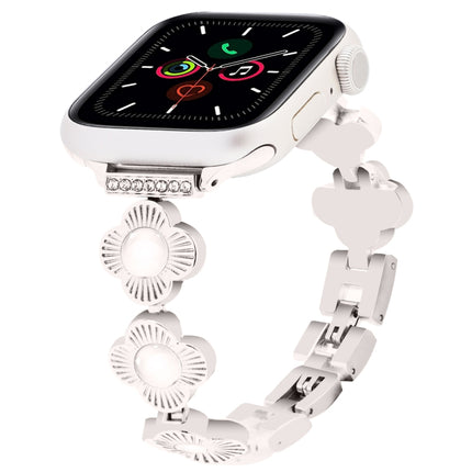 Four Leaf Clover Quick-Release Metal Chain Watch Band, For Apple Watch SE 2022 44mm, For Apple Watch Series 7 41mm, For Apple Watch Series 7 45mm, For Apple Watch Series 6 40mm, For Apple Watch Series 6 44mm, For Apple Watch Series 5 44mm              ...