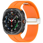 For Samsung Galaxy Watch Ultra 47mm / Ultra 2025 Groove Magnetic Folding Silver Buckle Silicone Watch Band - DealBuddy