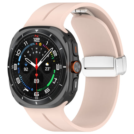 For Samsung Galaxy Watch Ultra 47mm / Ultra 2025 Groove Magnetic Folding Silver Buckle Silicone Watch Band