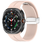 For Samsung Galaxy Watch Ultra 47mm / Ultra 2025 Groove Magnetic Folding Silver Buckle Silicone Watch Band