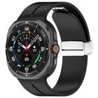 For Samsung Galaxy Watch Ultra 47mm / Ultra 2025 Groove Magnetic Folding Silver Buckle Silicone Watch Band - DealBuddy