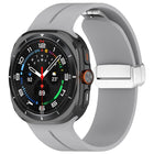 For Samsung Galaxy Watch Ultra 47mm / Ultra 2025 Groove Magnetic Folding Silver Buckle Silicone Watch Band - DealBuddy