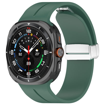 For Samsung Galaxy Watch Ultra 47mm / Ultra 2025 Groove Magnetic Folding Silver Buckle Silicone Watch Band