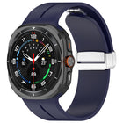 For Samsung Galaxy Watch Ultra 47mm / Ultra 2025 Groove Magnetic Folding Silver Buckle Silicone Watch Band - DealBuddy