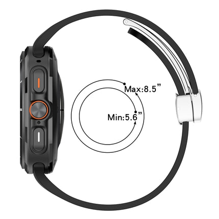 For Samsung Galaxy Watch Ultra 47mm / Ultra 2025 Groove Magnetic Folding Silver Buckle Silicone Watch Band - DealBuddy