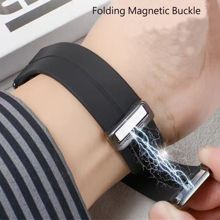 For Samsung Galaxy Watch Ultra 47mm / Ultra 2025 Groove Magnetic Folding Silver Buckle Silicone Watch Band - DealBuddy
