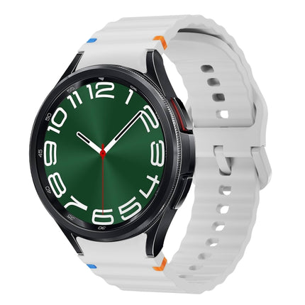 Wave Pattern Stitched Silicone Watch Band, For Samsung Galaxy Watch 7 40 / 44mm, For Samsung Galaxy Watch 6 Classic, For Samsung Galaxy Watch 6 40 / 44mm, For Samsung Galaxy Watch 5 40 / 44mm - DealBuddy