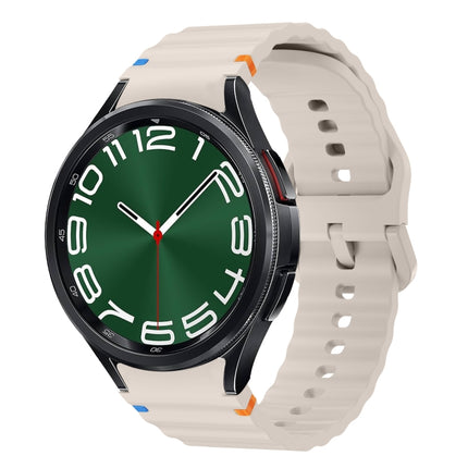 Wave Pattern Stitched Silicone Watch Band, For Samsung Galaxy Watch 7 40 / 44mm, For Samsung Galaxy Watch 6 Classic, For Samsung Galaxy Watch 6 40 / 44mm, For Samsung Galaxy Watch 5 40 / 44mm - DealBuddy